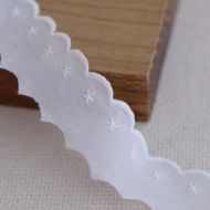 Galon coton broderie anglaise brodé 30mm x 1m blanc