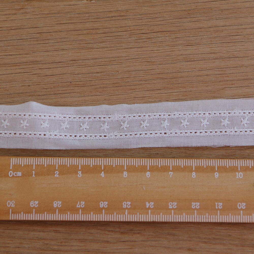 Galon coton broderie anglaise brodé 20mm x 1m blanc