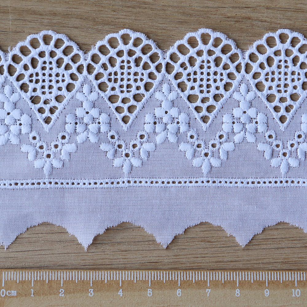 Galon coton broderie blanc65mm x1m