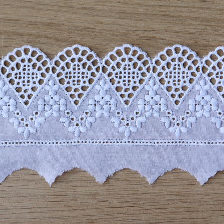 Galon coton broderie blanc65mm x1m Galon coton broderie blanc65mm x1m