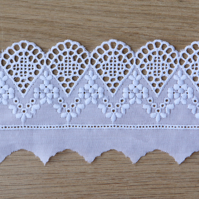 Galon coton broderie blanc65mm x1m