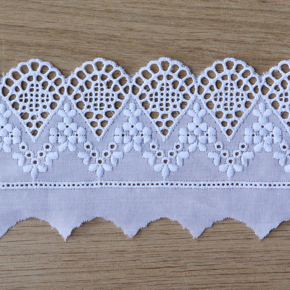Galon coton broderie blanc65mm x1m