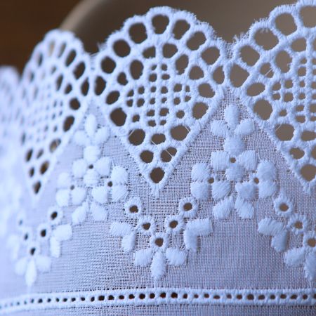 Galon coton broderie blanc65mm x1m Galon coton broderie blanc65mm x1m