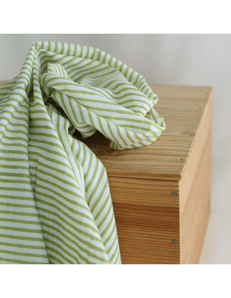 Rayures vert - Tissu indien coton hand block traditionnel