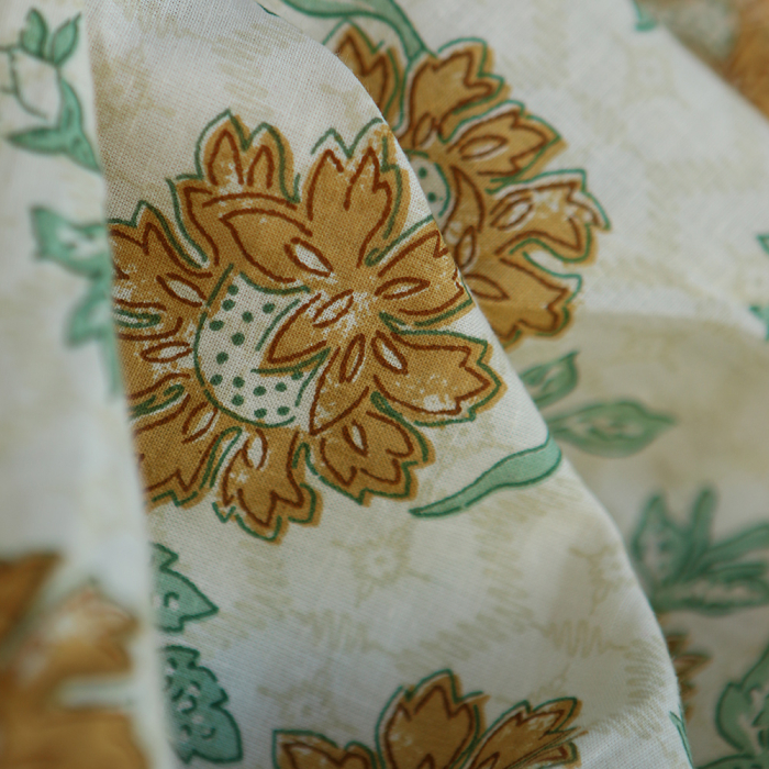 Jivan - Tissu indien coton hand block traditionnel