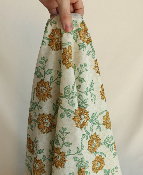 Jivan - Tissu indien coton hand block traditionnel