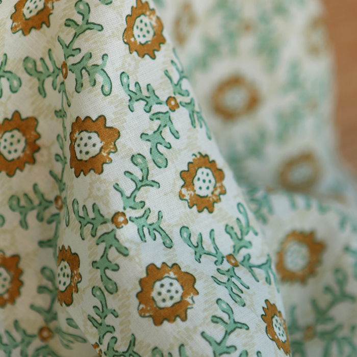 Jivan B - Tissu indien coton hand block traditionnel