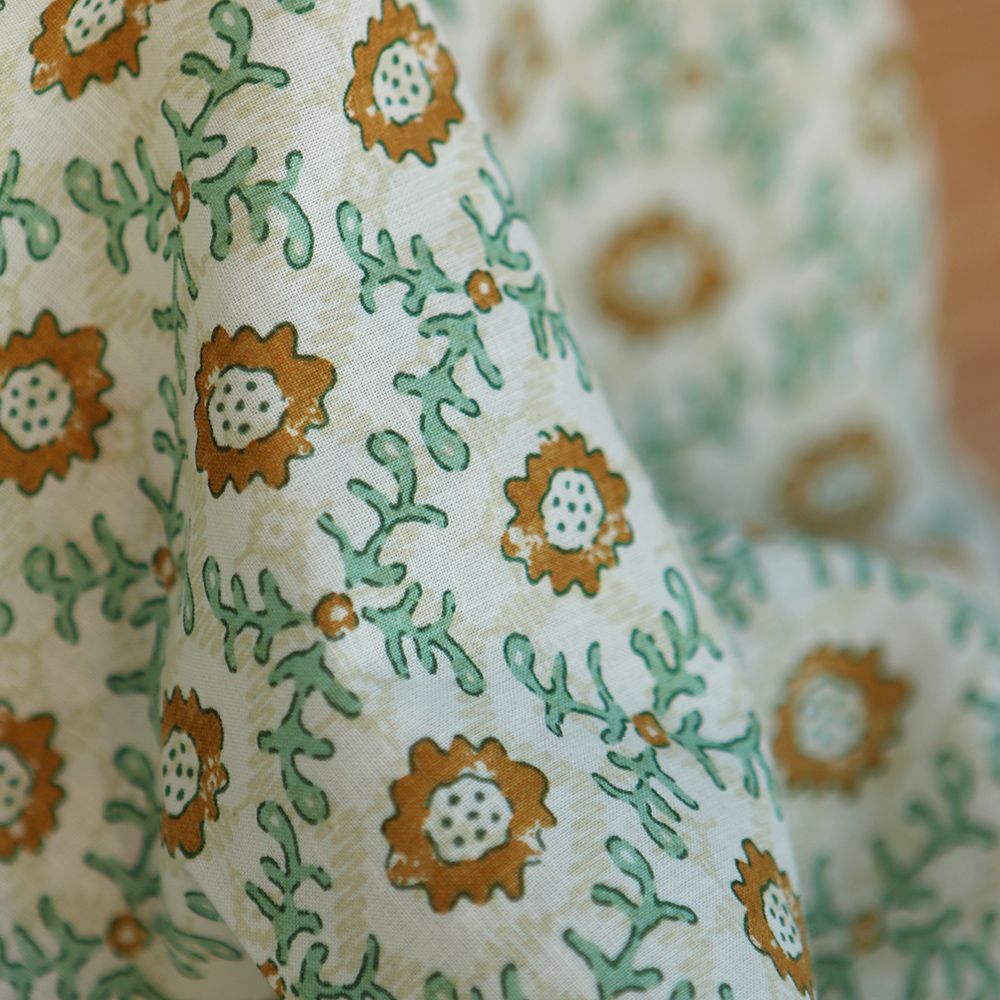 Jivan B - Tissu indien coton hand block traditionnel