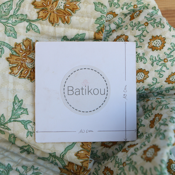 Jivan - Tissu indien matelassé double face coton hand block largeur 100cm