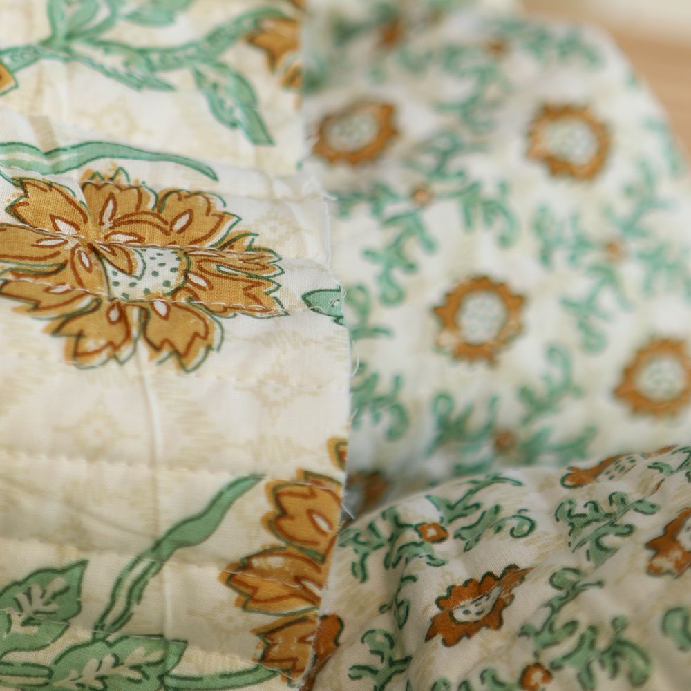 Jivan - Tissu indien matelassé double face coton hand block largeur 100cm