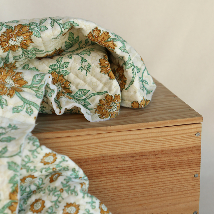 Jivan - Tissu indien matelassé double face coton hand block largeur 100cm