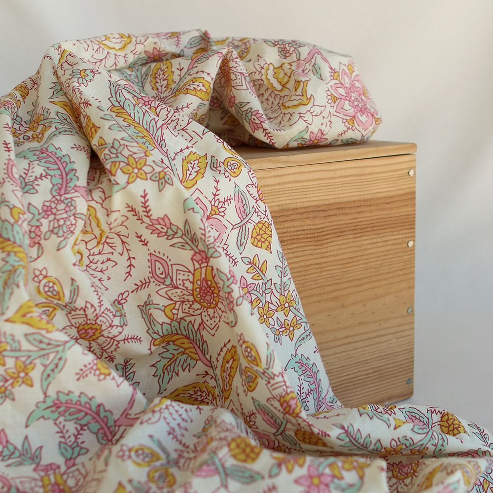 Naveen - Tissu indien coton hand block traditionnel