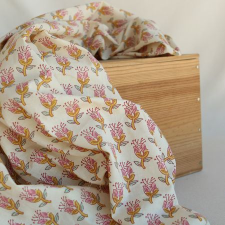 Naveen B - Tissu indien coton hand block traditionnel Naveen B - Tissu indien coton hand block traditionnel