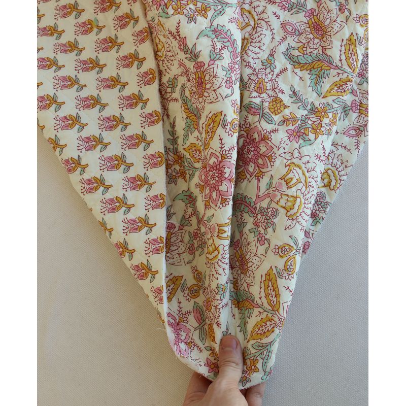 Naveen - Tissu indien matelassé double face coton hand block largeur 100cm