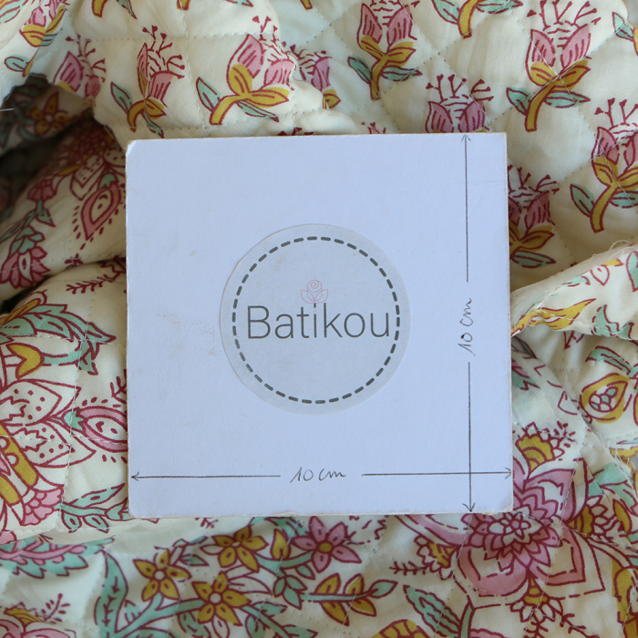 Naveen - Tissu indien matelassé double face coton hand block largeur 100cm