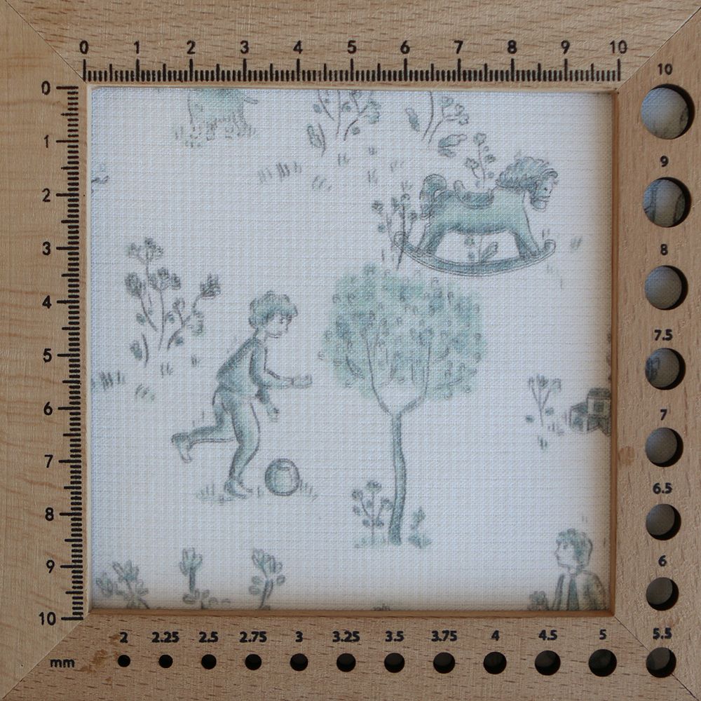 Maria - Tissu coton texturé version toile de jouy vert