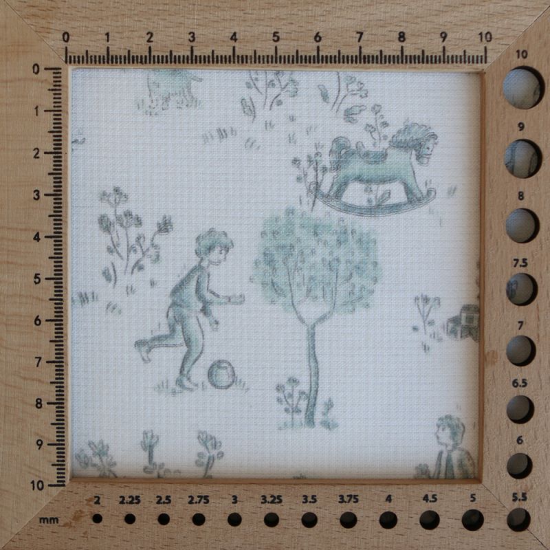 Maria - Tissu coton texturé version toile de jouy vert