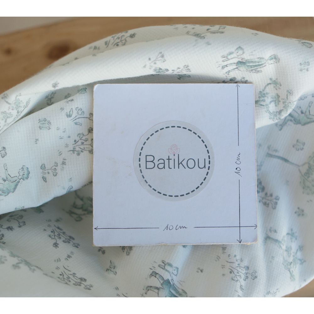 Maria - Tissu coton texturé version toile de jouy vert