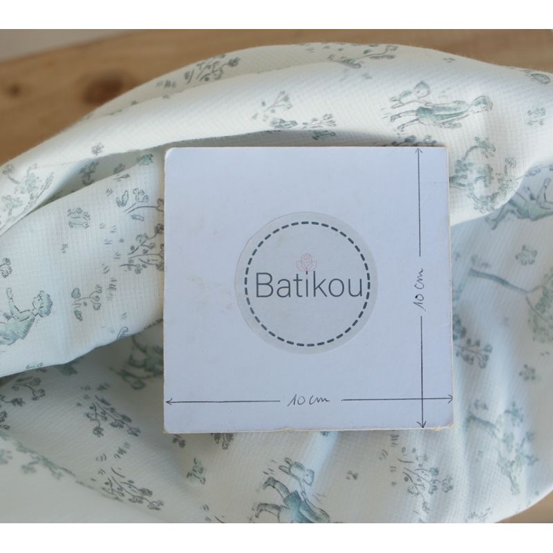 Maria - Tissu coton texturé version toile de jouy vert