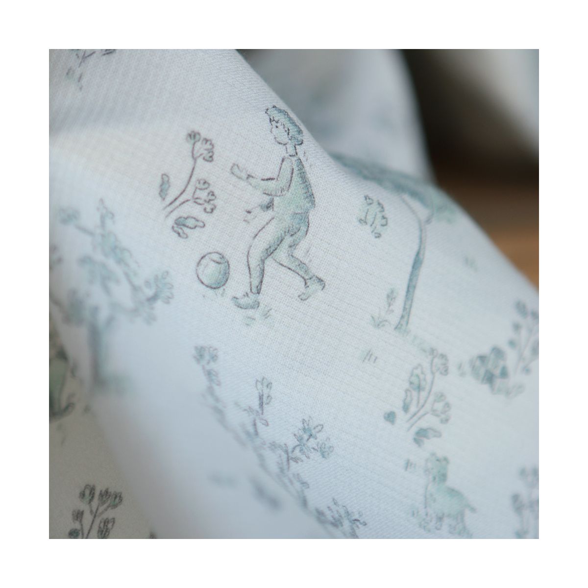 Maria - Tissu coton texturé version toile de jouy vert Maria - Tissu coton texturé version toile de jouy vert