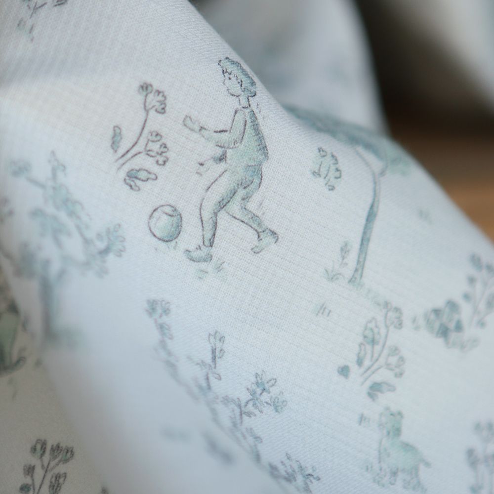 Maria - Tissu coton texturé version toile de jouy vert