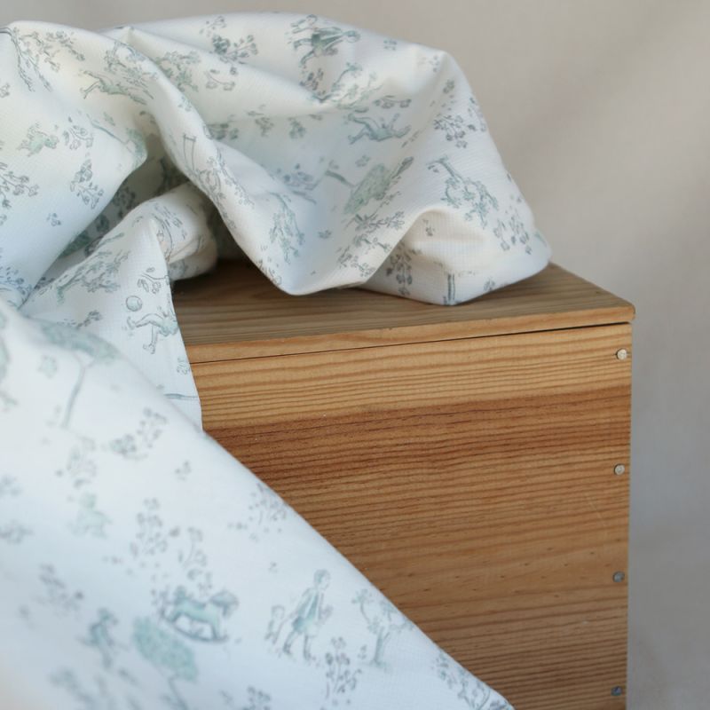 Maria - Tissu coton texturé version toile de jouy vert