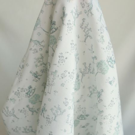Maria - Tissu coton texturé version toile de jouy vert Maria - Tissu coton texturé version toile de jouy vert