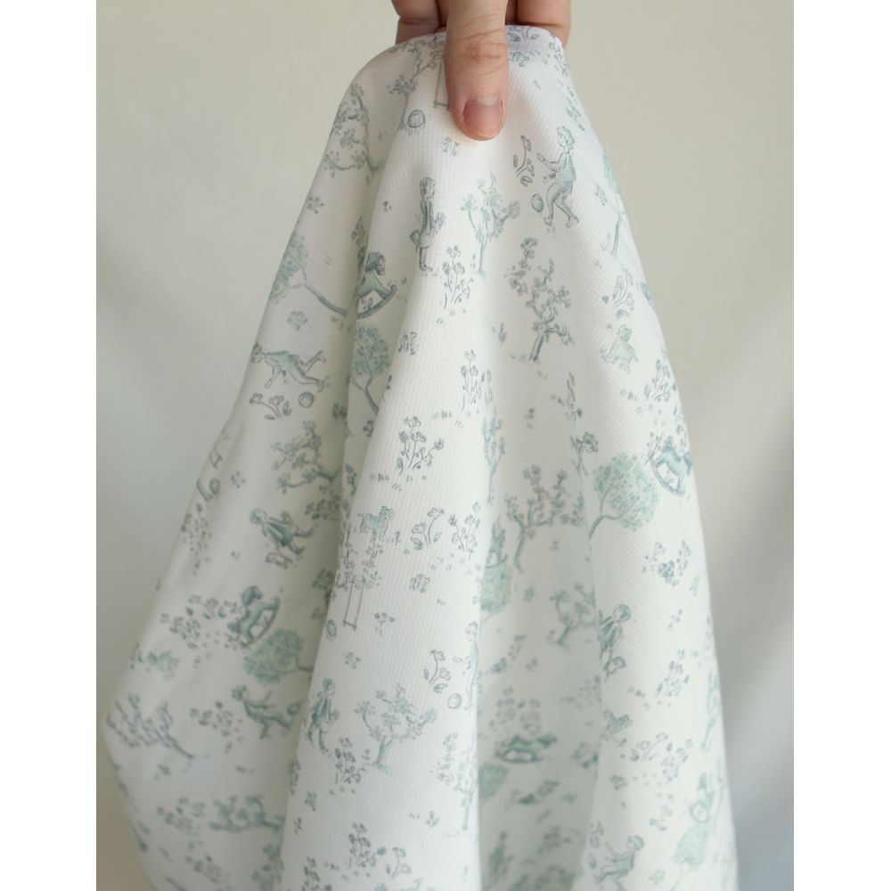 Maria - Tissu coton texturé version toile de jouy vert