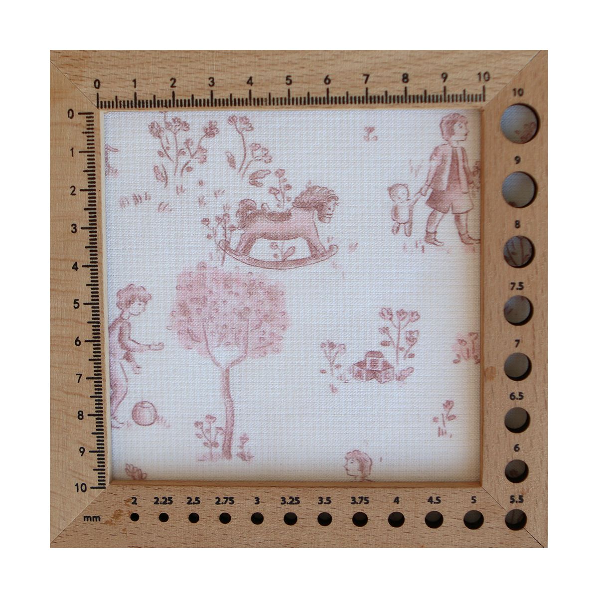 Maria - Tissu coton texturé version toile de jouy vieux rose