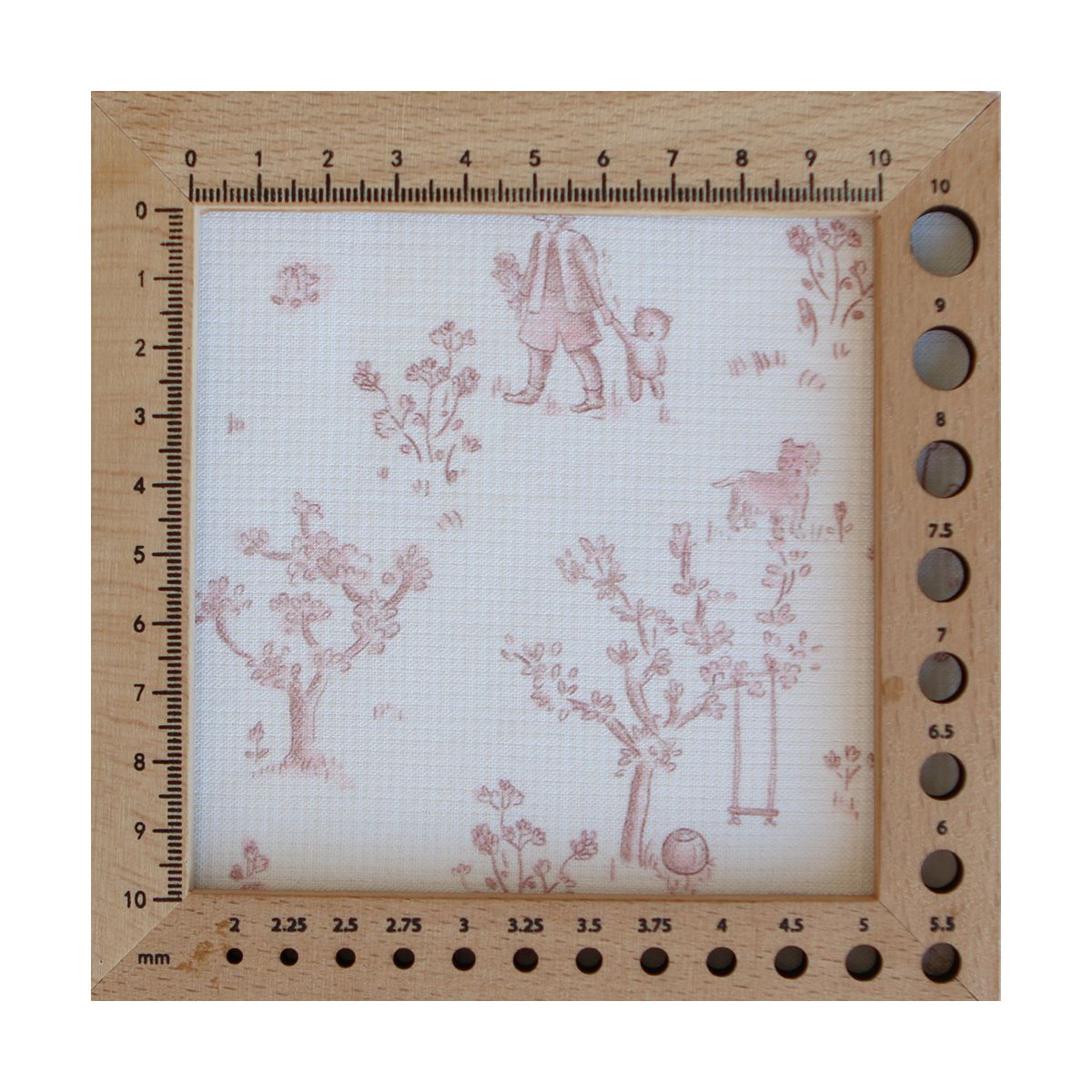 Maria - Tissu coton texturé version toile de jouy vieux rose