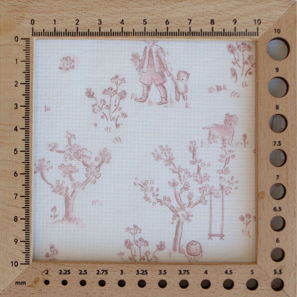 Maria - Tissu coton texturé version toile de jouy vieux rose