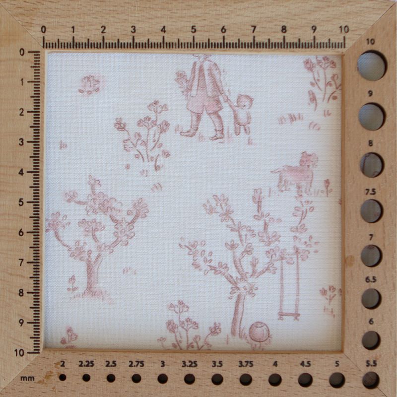 Maria - Tissu coton texturé version toile de jouy vieux rose