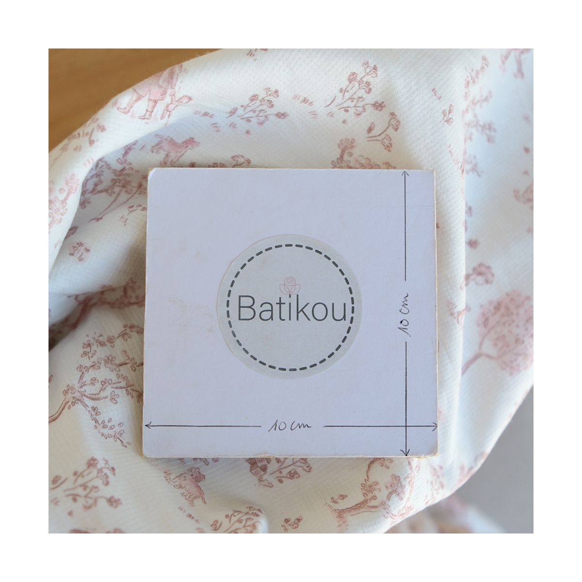 Maria - Tissu coton texturé version toile de jouy vieux rose