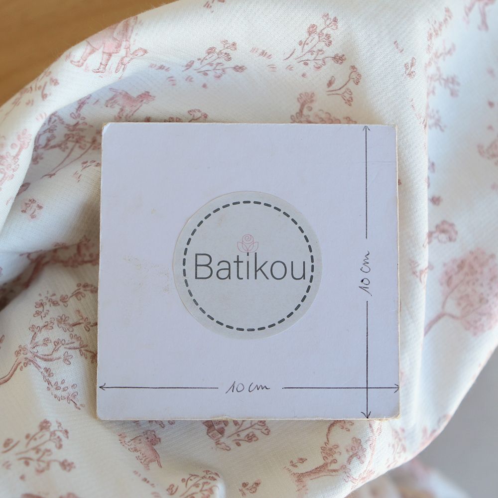 Maria - Tissu coton texturé version toile de jouy vieux rose