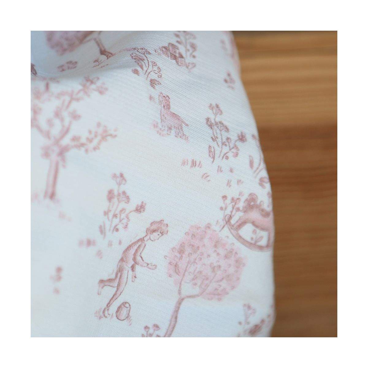 Maria - Tissu coton texturé version toile de jouy vieux rose