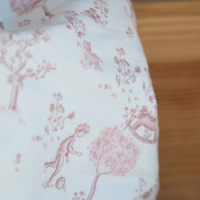 Maria - Tissu coton texturé version toile de jouy vieux rose