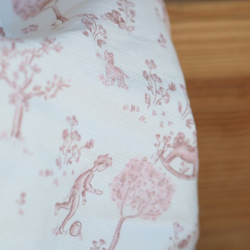 Maria - Tissu coton texturé version toile de jouy vieux rose