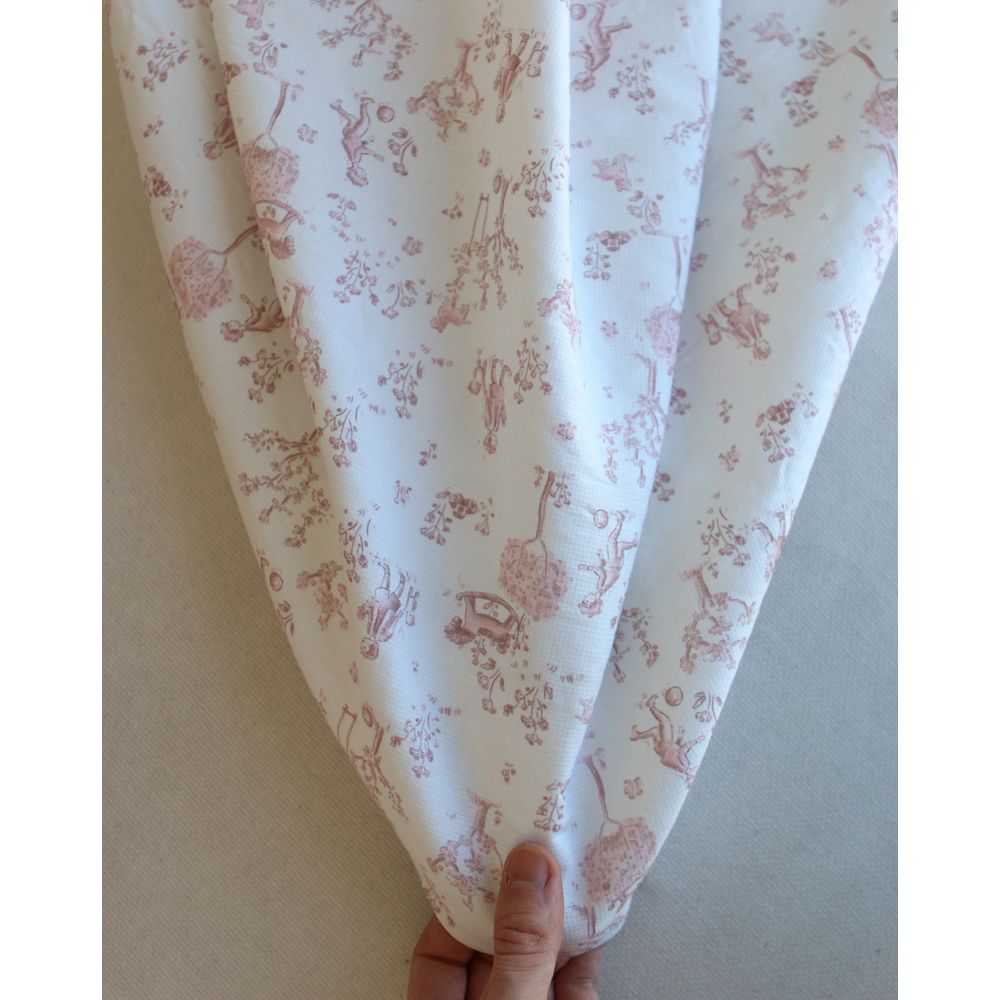 Maria - Tissu coton texturé version toile de jouy vieux rose