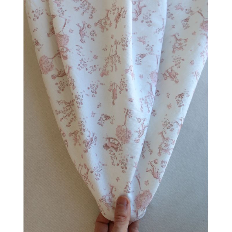 Maria - Tissu coton texturé version toile de jouy vieux rose