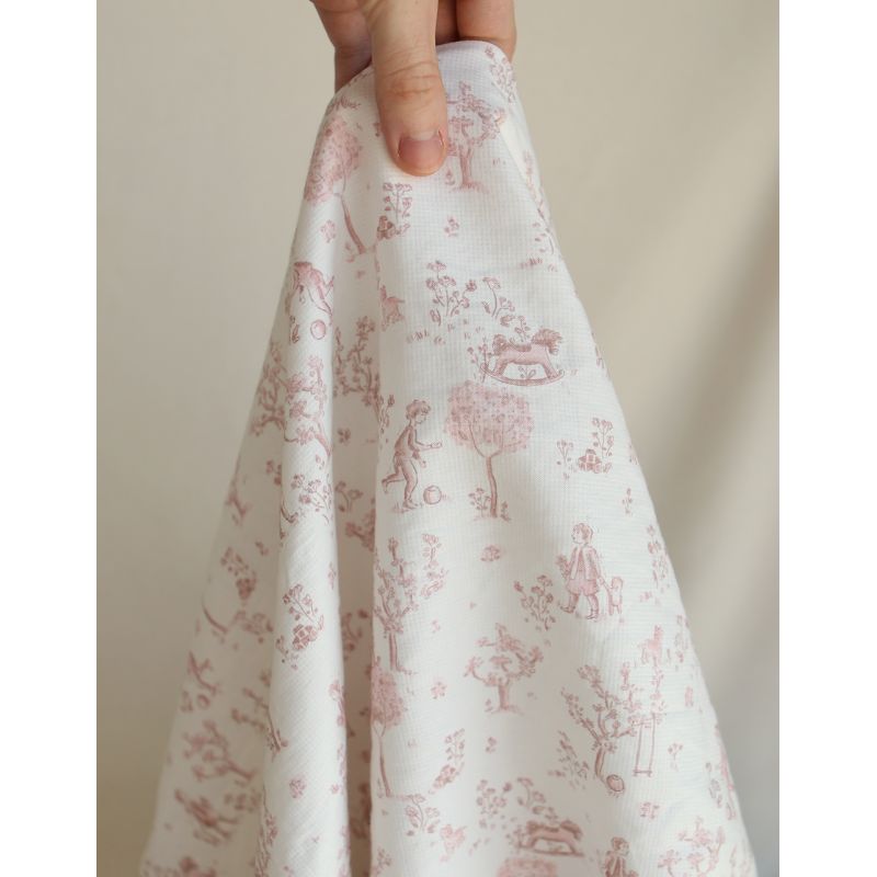 Maria - Tissu coton texturé version toile de jouy vieux rose