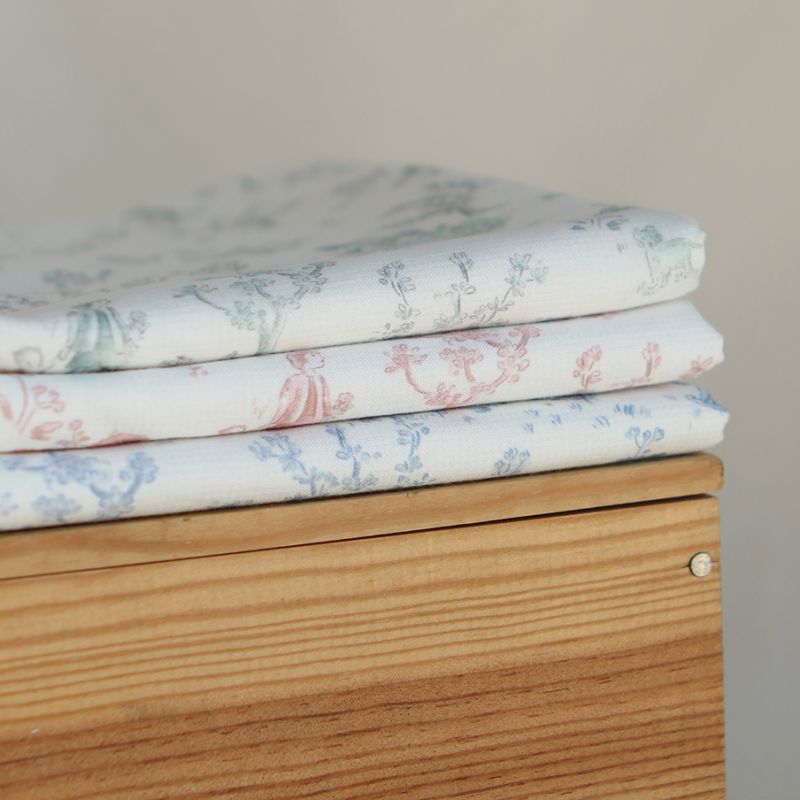 Maria - Tissu coton texturé version toile de jouy vieux rose