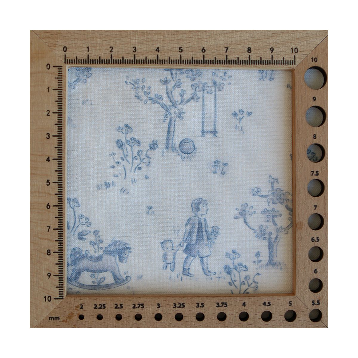 Maria - Tissu coton texturé version toile de jouy bleu