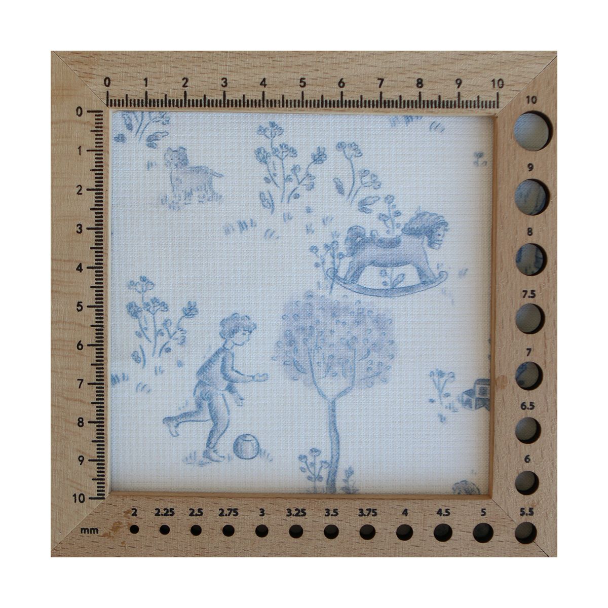 Maria - Tissu coton texturé version toile de jouy bleu