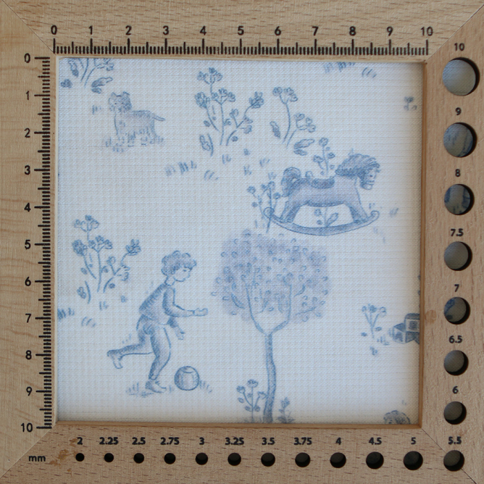 Maria - Tissu coton texturé version toile de jouy bleu