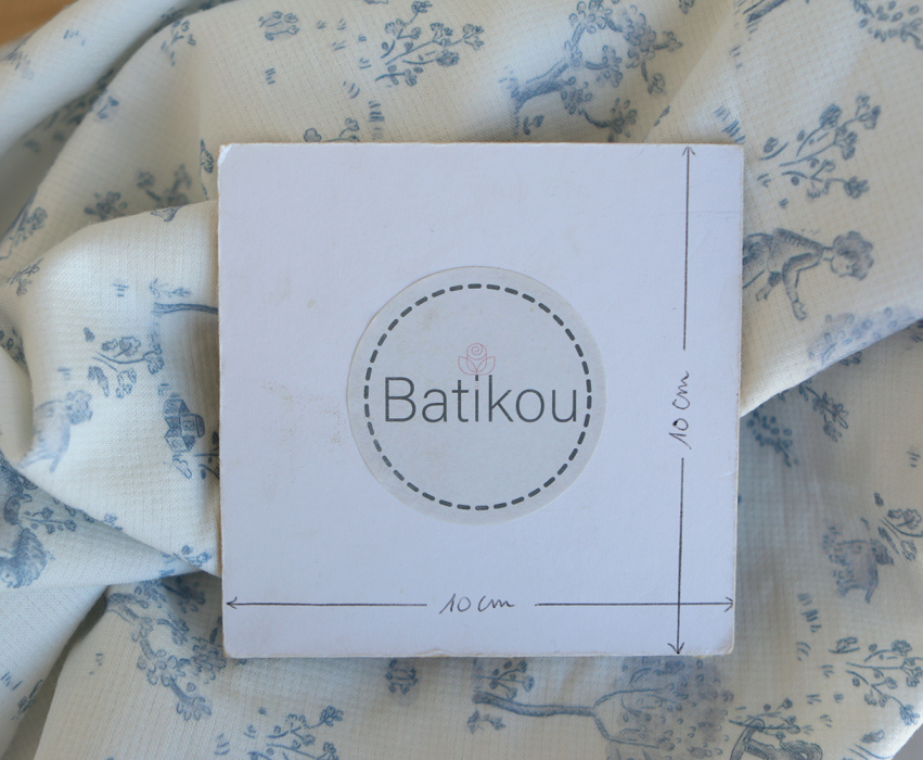 Maria - Tissu coton texturé version toile de jouy bleu