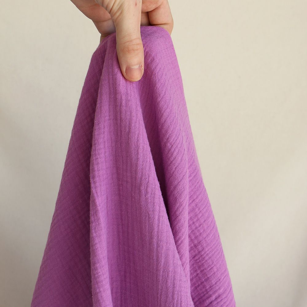 Double gaze de coton BIO unie bougainvillier