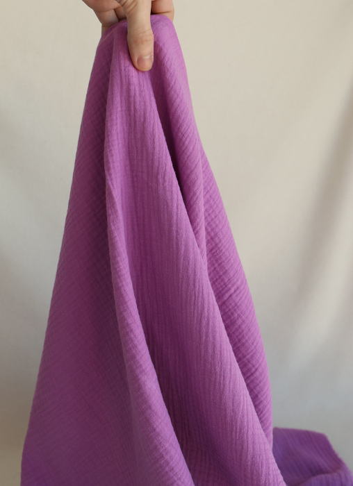 Double gaze de coton BIO unie bougainvillier