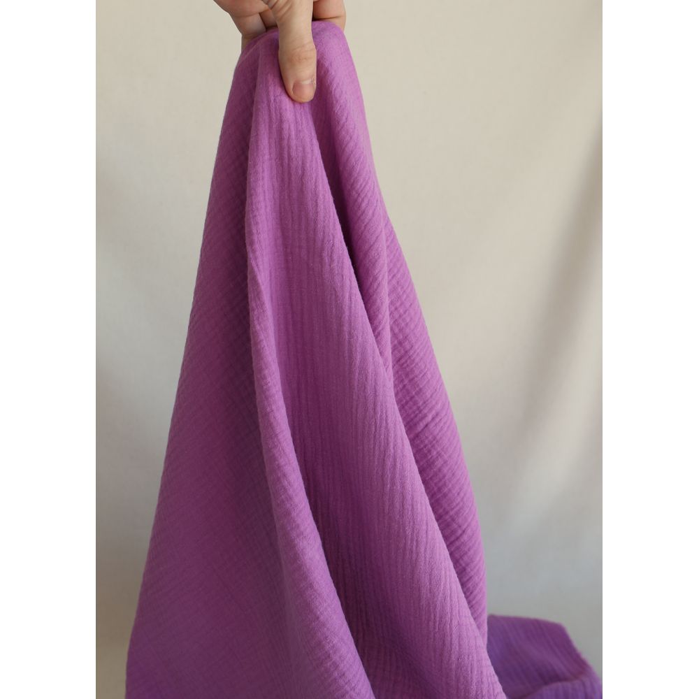 Double gaze de coton BIO unie bougainvillier