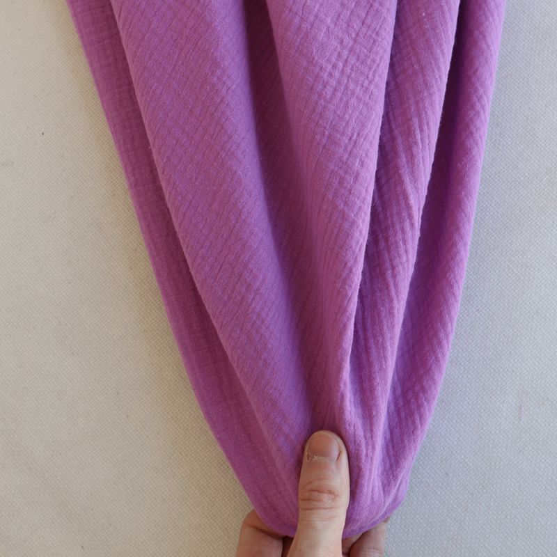 Double gaze de coton BIO unie bougainvillier