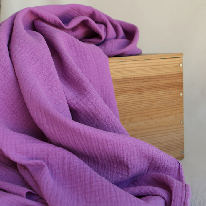 Double gaze de coton BIO unie bougainvillier